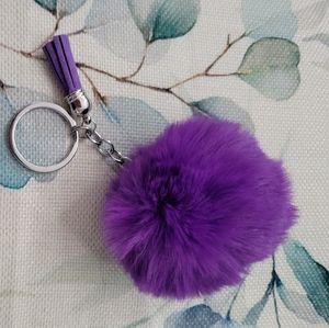 Purple poof keychain